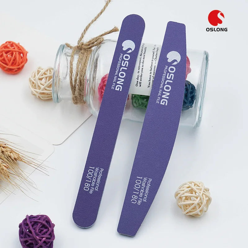 Oslong Custom Shape and Logo Nail File 180 Grits Ceramic Alumina Purple Nail Files