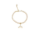 Elegant Irregular Baroque Natural Freshwater Pearl Bead Shell Fishtail Charm Bracelet