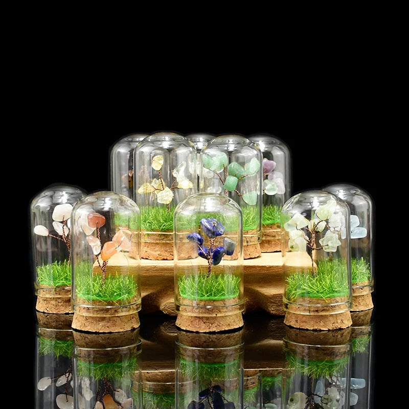 Natural Quartz Mineral Specimen Stone Crystal Chip Tree Microlandscape for Christmas Gift