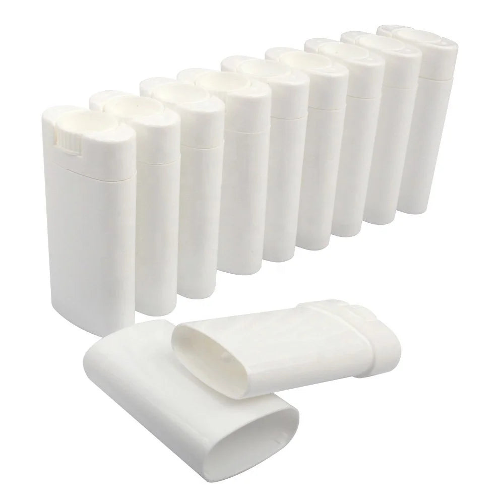 Mini 15ml White Black PP Plastic Twist Empty Container for Skin Care 0.3oz Oval Lip Balm Tube Lipstick Crayon Chapstick Lotion