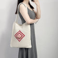 2024 Summer Vintage Women's Tote Bags New Factory Wholesale Handmade Crochet Knitted Beach Bags Embroidery Portable Open