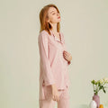 Light Blue Cotton Ladies Pajamas 2-pcs Set Pajamas Set Button Opening