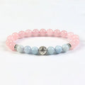 Wholesale Genuine Aquamarine Rose Quartz Stone Bracelet Gemstone Crystal Bracelets With Flower Charms Stone for Woman