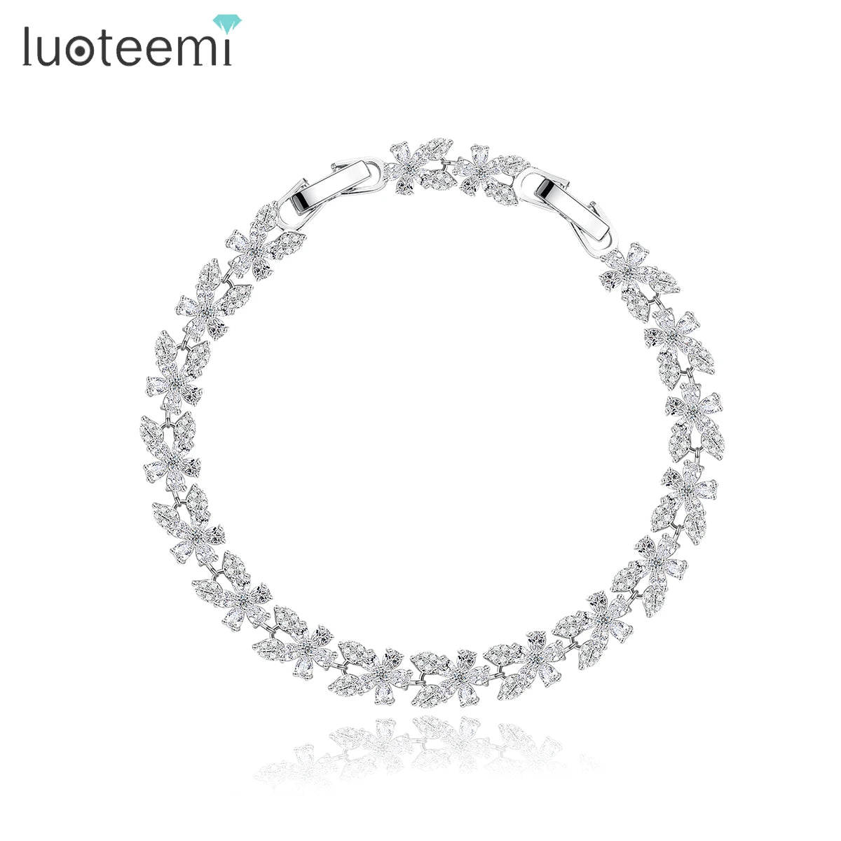 LUOTEEMI Trendy 2024 Luxury Stone Jewelry Lady Designer Chain Zirconia Cubic Bracelet for Woman