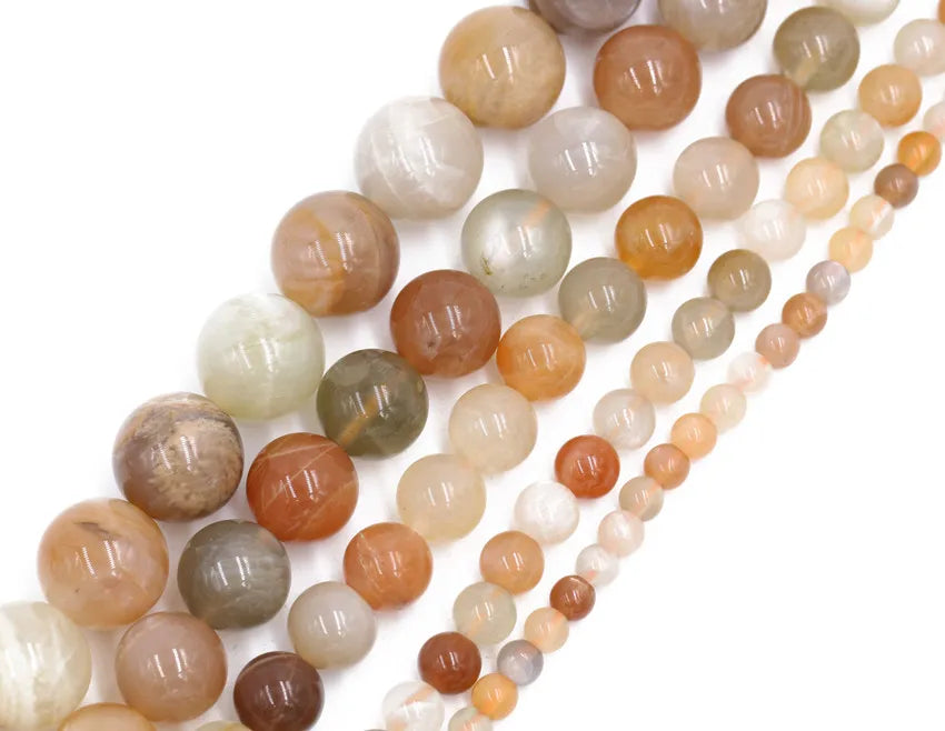 Natural Gemstone Strands Beads Multicolor Moonstone 4mm -10mm Size Natural Stone Beads for Jewelry Making