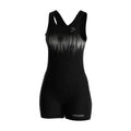 Minimal Black Women's Sports Bodysuit Gusseted Crotch Sublimation Print Durable Colorfast Activewear for Yoga Fitness