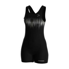 Minimal Black Women's Sports Bodysuit Gusseted Crotch Sublimation Print Durable Colorfast Activewear for Yoga Fitness