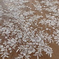 3D Flowers Beaded Sequins Embroidered Mesh Lace Fabric Garment Wedding Dress Shining Bride