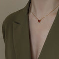 18k Gold Plated Jewelry Necklace Fashion Red Love Heart Necklace Alloy Heart Necklace for Women