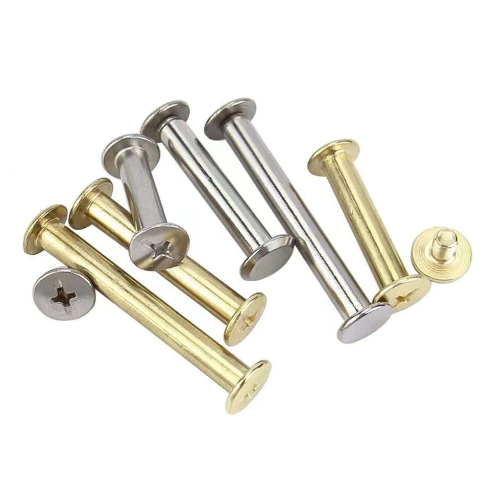 JSCREW Chicago Screws Female to Male Slotted Chicago Screw Rivet M3 Decorative Flat Hexagon Socket Chicago Screws for Leather