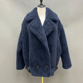 Hot Fashion Sheep Shearling Tops Loose Wool Coat Women Windproof Thick Warm Short Teddy Bear Coat