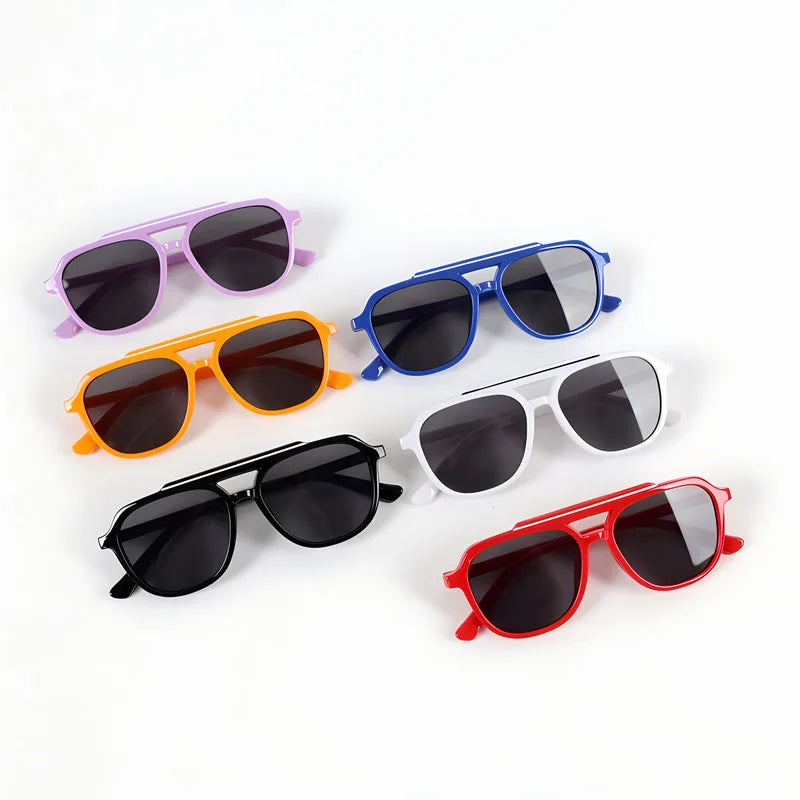 Hot Sell Children Sunglasses Handsome Fashion Classic Toadstool Sunshade Glasses Double Beam Square Frame Children Sunglasses