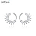 LUOTEEMI Woman Statement 2022 Dainty Earing Flower Charm Elegant Bridal Jewelry Diamond Stud Big Earring