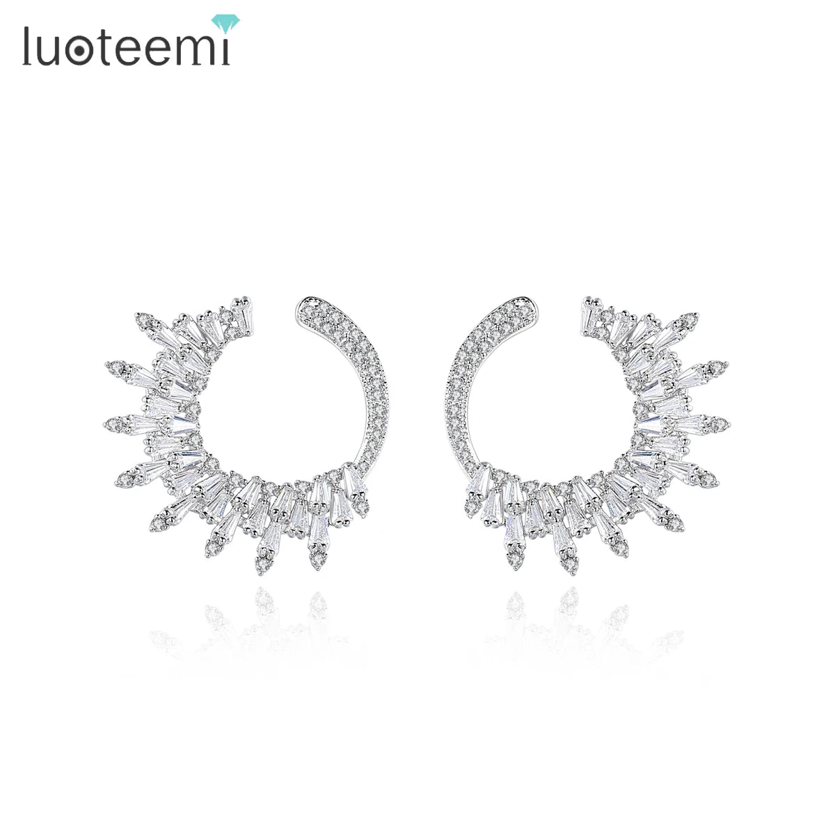 LUOTEEMI Woman Statement 2026 Dainty Earing Flower Charm Elegant Bridal Jewelry Diamond Stud Big Earring