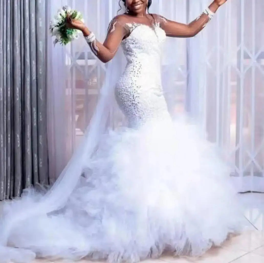 S6514F Drop Shipping High -quality Hot -selling Bride Married Luxury Heavy Work Dragon Tail Luxury Wedding Dresses