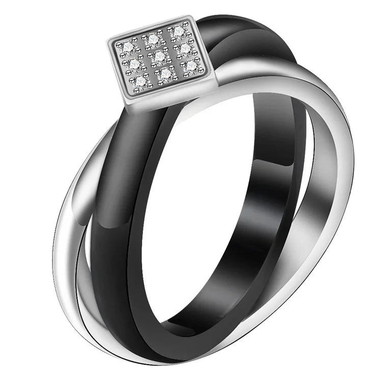Elden Opal Self Defence Diamond Stainless Steel Ring