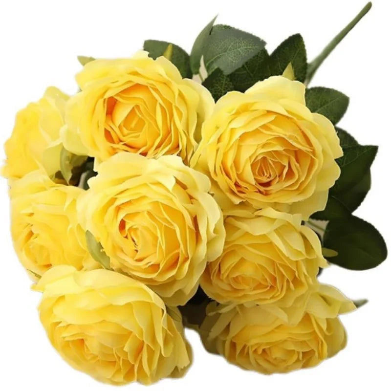 Artificial Roses Flowers 10 Heads Arrangement Silk Bouquet Glorious Meanings for Home Office Parties and Wedding Decoration