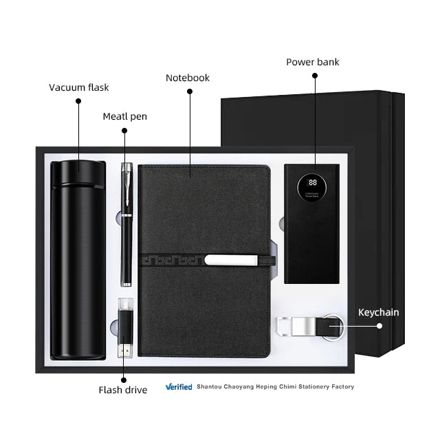 Custom Brand New A5 Plain Notebook Key Chain Promotional Thermos & Pen 32g USB Flash Drive Power Bank Gift Sets Items