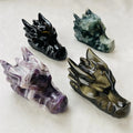 Wholesale Various Materials Natural Crystal Carved Dragon Head Dream Amethyst Obsidian Moss Agate Dragon Skulls