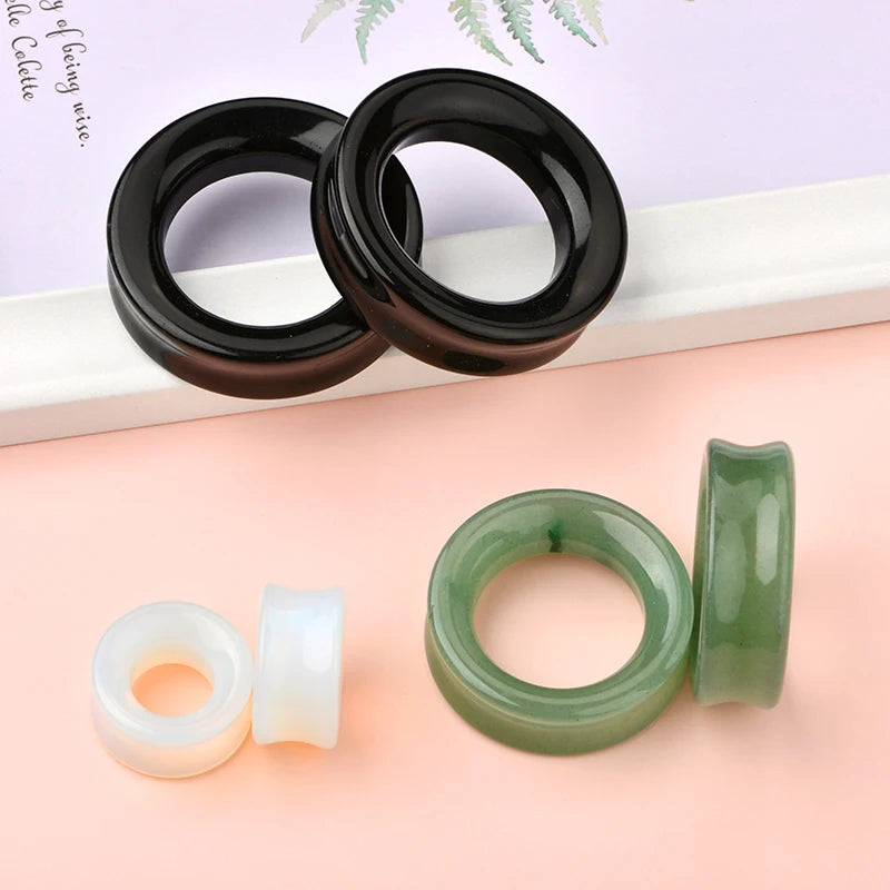 Stone Plugs and Tunnels Double Flared Natural Stone Ear Tunnel Plugs Ear Gauges Stretcher Expander Flesh Body Piercing Jewelry