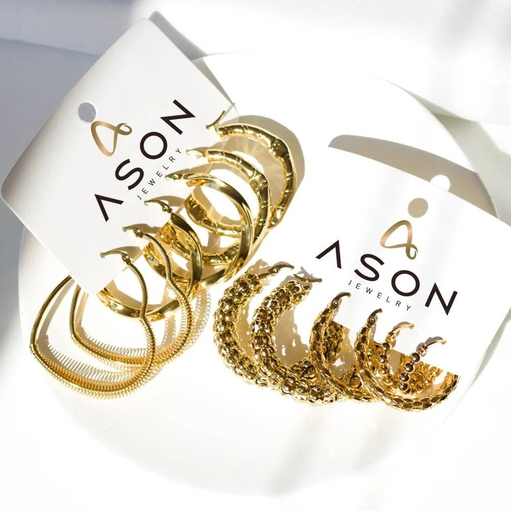 European Fashion 18k Gold Plated Stainless Steel Earrings Vintage Style Hoop Earrings for Women
