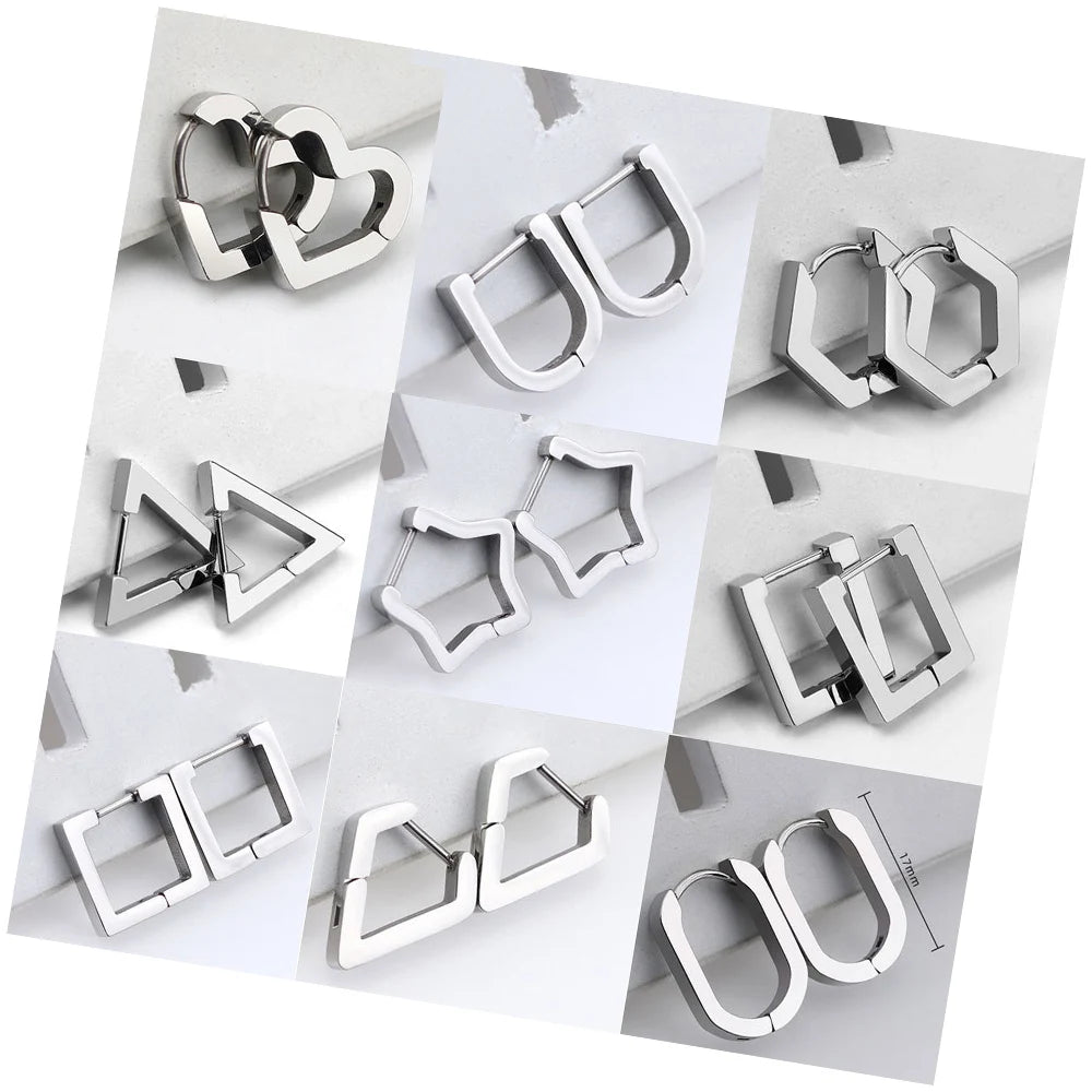 Cheap 316l Metal Black Fashion Stainless Steel Ohrring Geometric Hypoallergenic Women Jewelry Stud Earrings Cuff 18K Gold Plated