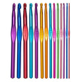 Environmental Diy 14 Sizes Multi-Coloured Aluminum 2mm-10mm Handle Crochet Hooks Knitting Knit Needles Set OPP Bag Packaging