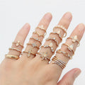 Wholesale  New Bohemian Ring Jewelry 17 Pcs Diamond Drop Ring Set