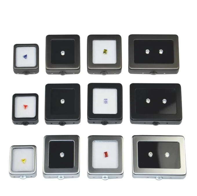 Showcase Metal Gem Stone Case With Transparent Window Diamond Display Box Storage Box Tray Props