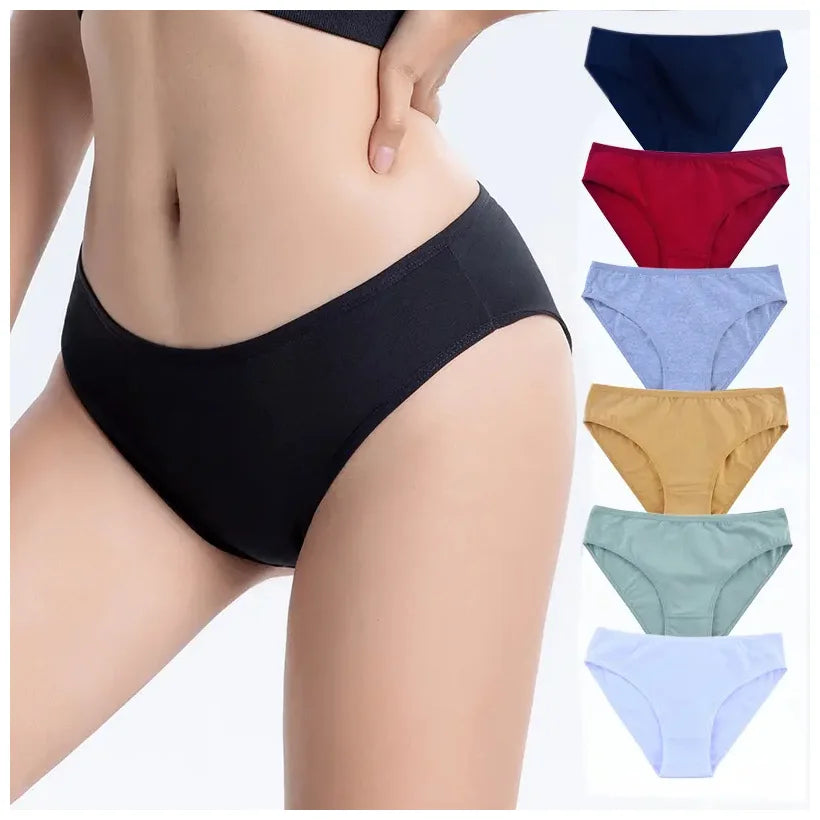 U395 Wholesales Custom Logo Mid Rise Combed Cotton Classic Ladies Briefs Cotton Women Underwear Panties