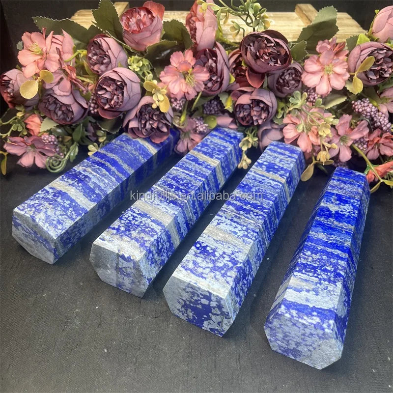 Big Size Lapis Lazuli Point Natural Healing Crystal Wand Lapis Lazuli Tower for Decor