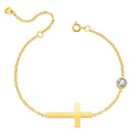 Loftily Hot Selling Minimalist Stainless Steel Zircon Heart Bracelet Gold Plated Religious Cross Bracelet Jewelry Women