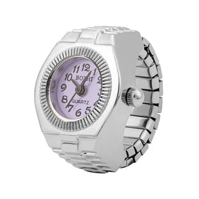 Finger Mini Elastic Strap Alloy Watches Couple Jewelry Clock Retro Roman Quartz Mens Rings Chunky Ring Women Girls