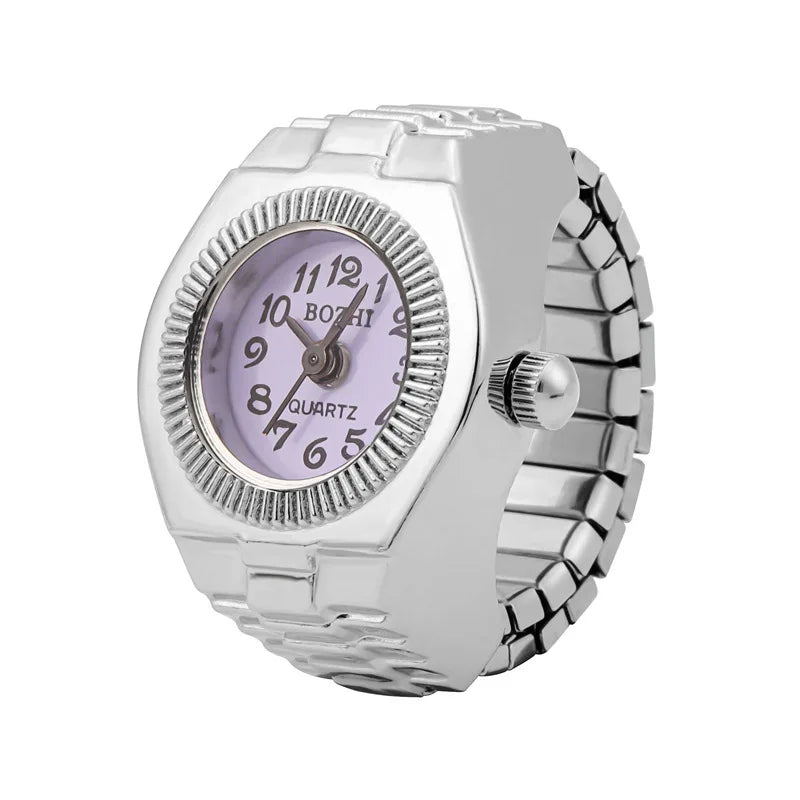 Finger Mini Elastic Strap Alloy Watches Couple Jewelry Clock Retro Roman Quartz Mens Rings Chunky Ring Women Girls