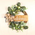 2024 Simulation Tulip Eucalyptus Leaf Wreath Plastic Rattan Silk Flower Easter Knot Door Tag Wall Hanging Props