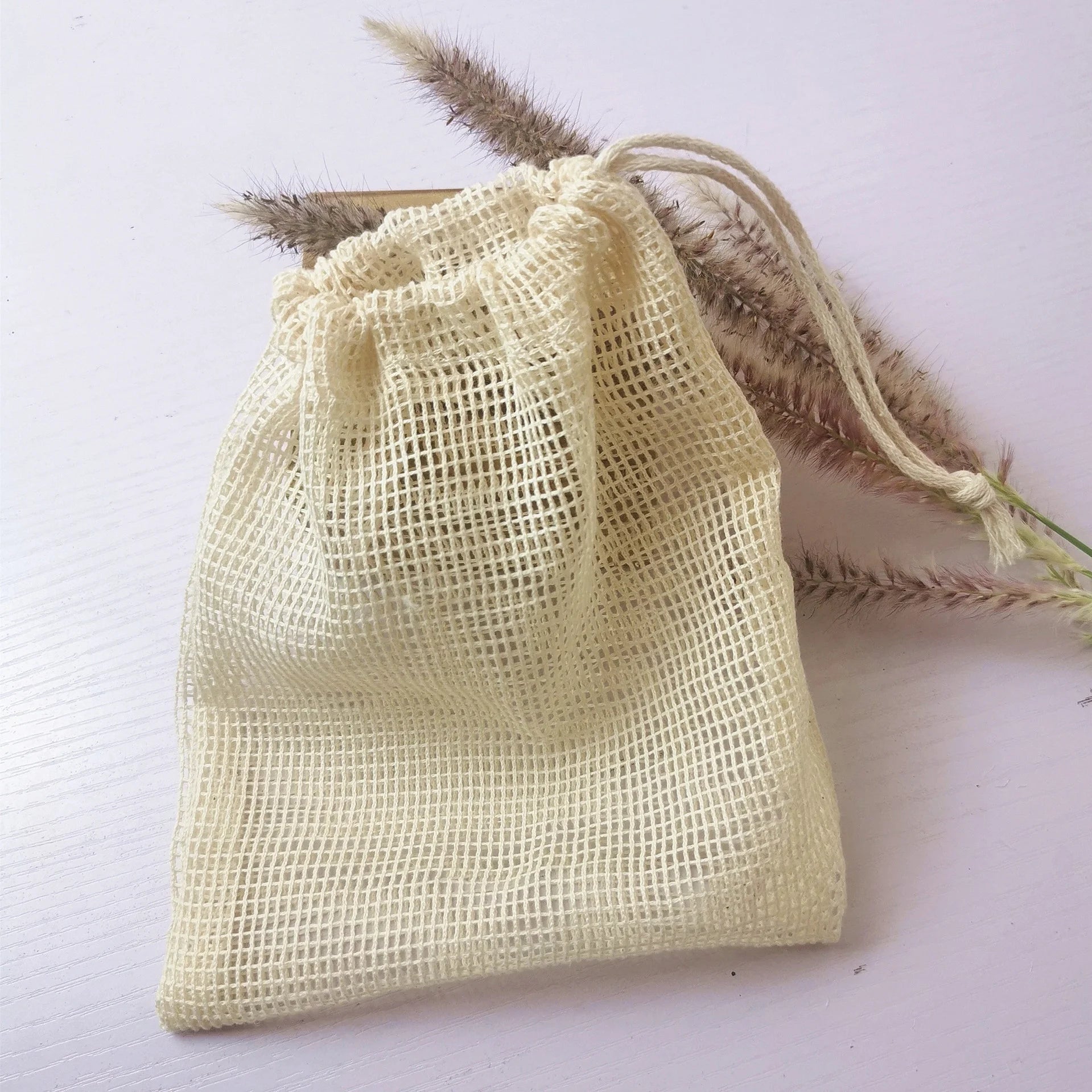Custom Reusable Eco Friendly Grocery Bag Shopping Net Produce Organic Cotton Mesh Fruit Bag With Label