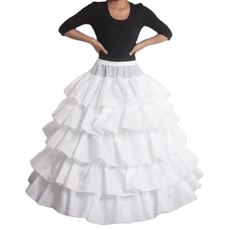 Factory Wholesale New Petticoat 4 Hoops 5 Layers of Lotus Leaf Lace Tutu Large Diameter Ball Gown Petticoat Indian Petticoat