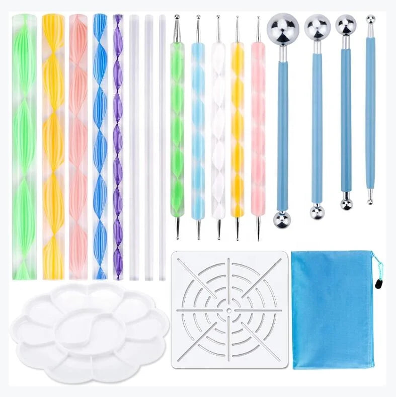 Yihuale 20PCS Mandala Dotting Tools Set Pen Dotting Tools Mandala Stencil Ball Stylus Paint Tray for Painting Rocks Coloring