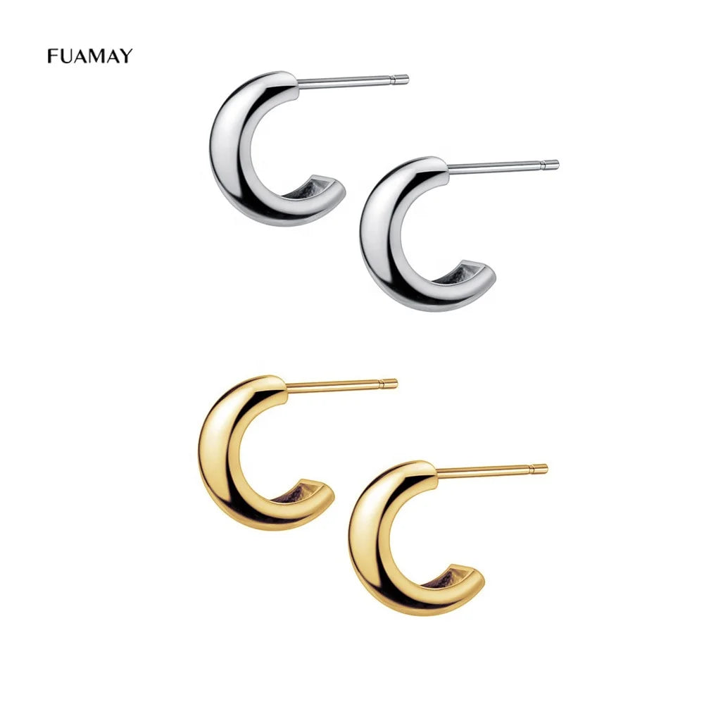 FUAMAY 2022 12mm Gold 5mm Wide Hoop Earrings Prata 925 Original with Zircon for Gifts or Parties