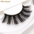 Abestyou Handmade 3D Synthetic Hair Magnetic Strip Lashes with Black Cotton Band Short Lasting Fur False Eyelashes