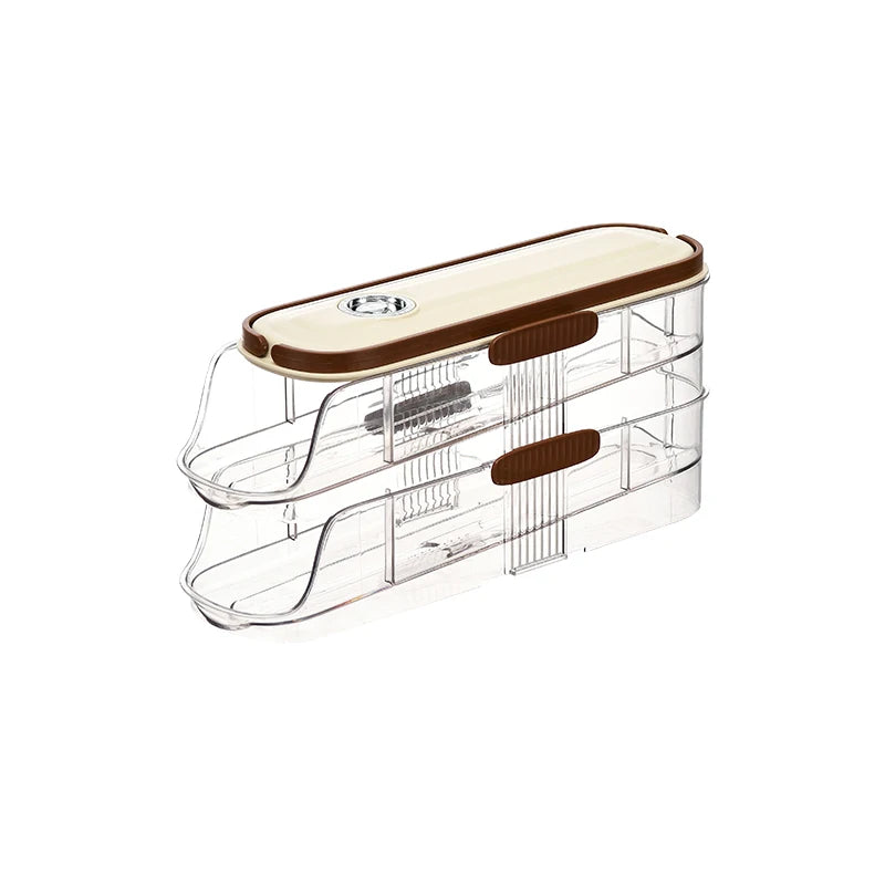 2-layer Kitchen Egg Refrigerator Organization Box Drawer Type Plastic Egg Cold Storage Holder for Fridge Egg Storage Organizer