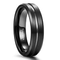 OAHLAN 6mm/8mm Black Inlay Tungsten Rings Grooved Brushed Dark Tungsten Black Rings Mens Wedding Bands Dropshipping