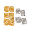Minimalist Geometric Textured Fashion Jewelry Rectangle Wave 18K PVD Gold Plated Stainless Steel Chunky Stud Earrings for Women