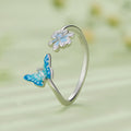 2024 Factory 925 Sterling Silver Enamel Butterfly and Flower Open Ring for Women Fashion Jewelry Ring Party Gift SCR911