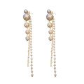 AA00704 Long Tassel Diamond Earrings Long Chain Hanging Trendy Pearl Drop Earrings Women