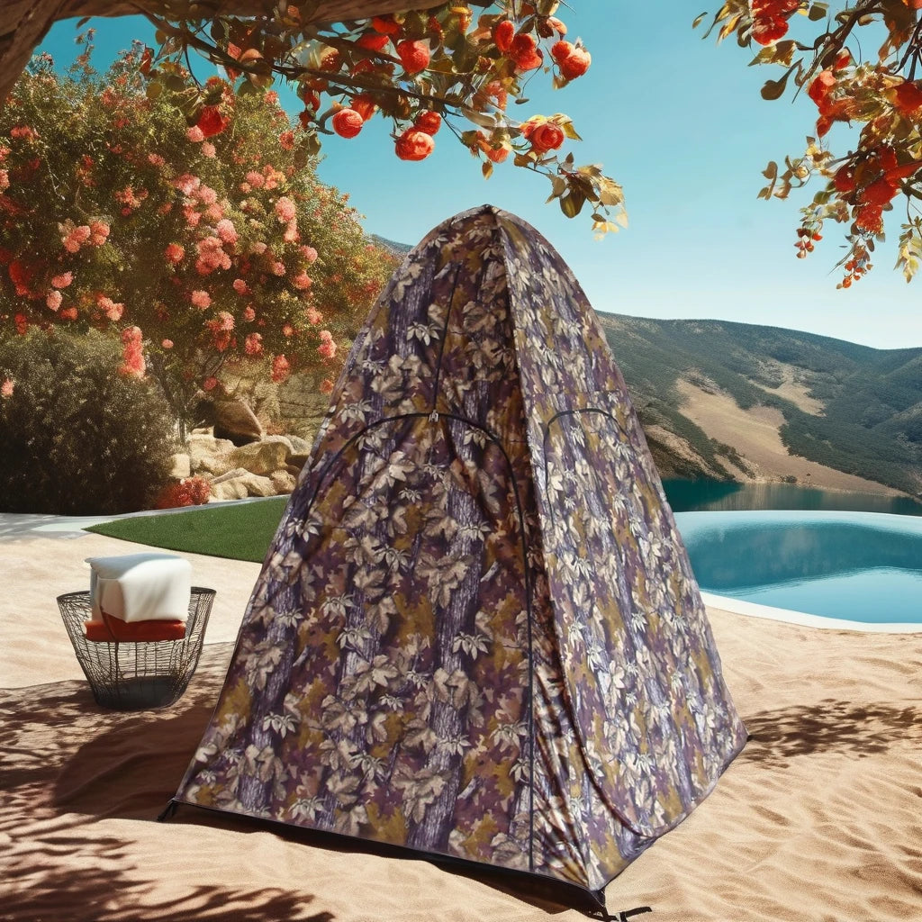 Wind Valley Pop-Up Portable Bird Hunting Blind 2000-3000mm Waterproof See-Through Camouflage Tent Square Steel 4-Person