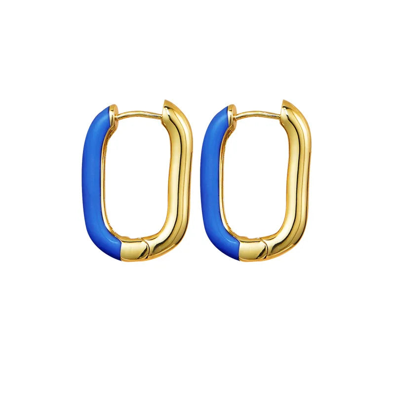 Minos New Design Rainbow Enamel Brass Huggie Hoop Earrings Tarnish Free Trendy Party Cute Minimal Geometric U Custom Statement