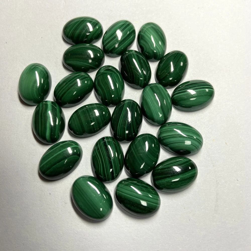 HQ GEMS Oval 8X10mm Green Malachite Natural Malachite Gemstone Loose Cabochon Beads