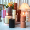 3D Striped Cylindrical Candle Silicone Mold DIY Roman Column Aromatherapy Candle Handmade Soap Ornaments Grinding Tool
