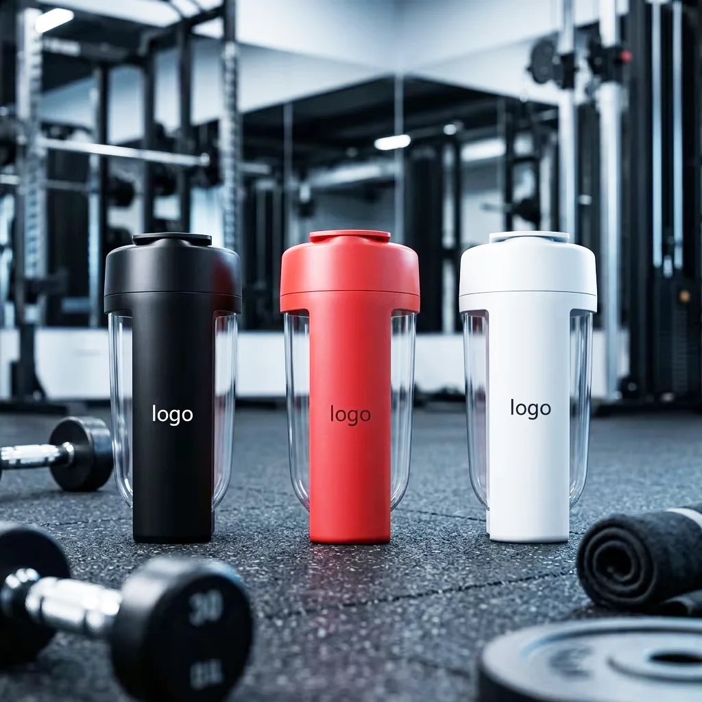 Advertising Gift U Shape 20 oz Red Clear Gym Fitness Plastic Tumbler Protein for Custom Logo BPA Free Leak-Proof